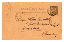 TB 4333 - 1892 - Entier Postal - MONTIGNAC - CHARENTE Pour M. ALBIN TACUSSEL Fabricant De Papier à VAUCLUSE - Cartes Postales Types Et TSC (avant 1995)