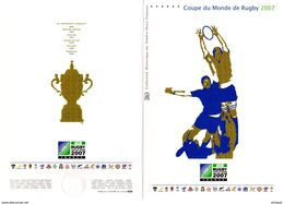 " COUPE DU MONDE DE RUGBY " Sur Doc Philatélique Officiel De 4 Pages De 2007 N°YT BF 110 DPO - Rugby