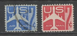 Etats Unis - Vereinigte Staaten - USA Poste Aérienne 1958-60 Y&T N°PA50 à 51 - Michel N°F732 à 733 (o) - Avion Stylisé - 2a. 1941-1960 Afgestempeld