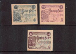 Purkersdorf   Notgeld  Lot Serie A 3 Noten - Autriche