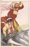 Illustrateur - Mauzan - Femme En Voiture Avec Un Ange Qui Conduit - Carte Postale Ancienne - Mauzan, L.A.