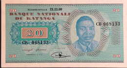 Katanga 20 Francs, P-6a (21.11.1960) - UNC - RARE - Zaïre