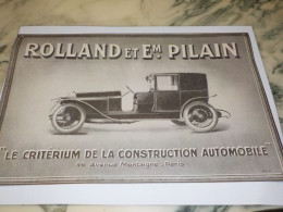 ANCIENNE PUBLICITE CONSTRUTION AUTOMOBILE ROLLAND ET PILAIN  1919 - Voitures