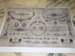 ANCIENNE  PUBLICITE CISELEUR JOAILLERIE REPESSE PARIS 1923 - Altri & Non Classificati