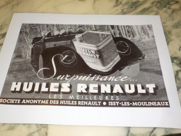 ANCIENNE PUBLICITE SURPUISSANT HUILE RENAULT 1936 - Autres & Non Classés