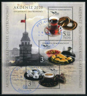 Türkiye 2020 Mi 4585-4587 EUROMED, Traditional Gastronomy, Food, Tea, Turkish Coffee, Lighthouse  [Block 201] - Usados