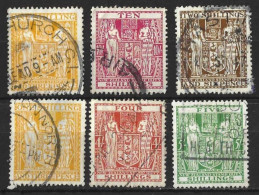 NEW ZEALAND.....MIXED REIGNS...ARMS.......6 X POSTAL FISCAL, TO SORT......USED.. - Usati