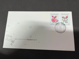 26-7-2023 (3 S 46) Australia Christmas Island - FDC Cover  - Chinese New Year Of The Rabbit 2011 - Christmas Island