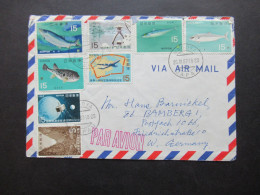 Japan Nippon 1968 Air Mail Nagoya - Bamberg Mit Tollen Motivmarken Tiere / Fische Und 1x Weltraum - Cartas & Documentos
