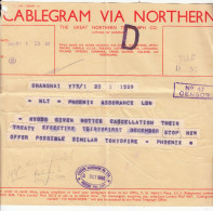 G.B. / Telegrams / Censorship / China / Great Northern Telegraph / Fire / Insurance - Unclassified