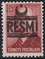 Türkei Turkey Turquie - Dienst/Service Aufdruck RESMI (MiNr: 25) 1955 - Postfrisch ** MNH - Francobolli Di Servizio