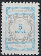 Türkei Turkey Turquie - Dienst/Service Wertziffer, Kreuzblüte (MiNr: 124) 1971 - Postfrisch ** MNH - Dienstmarken