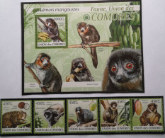 Komoren 2009 Lemuren Mit Früchten Mi 2460/64** + Bock 533** - Comores (1975-...)