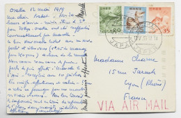 JAPAN 20+35+5C CARD CARTE AIR MAIL OSAKA 13.V.1959 TO FRANCE - Storia Postale