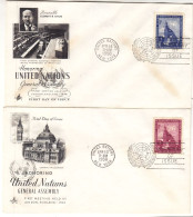 Nations Unies - New York - 2 Lettres FDC De 1958 - Oblit New York - Central Hall à Londres - - Storia Postale