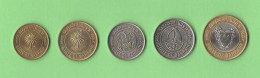 Baharain   5 + 10 + 25 + 50 + 100  Fils 1992 Asian Coins Bimetallic + Brass + Nichel Coins - Bahrein