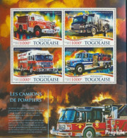 Togo 6799-6802 Kleinbogen (kompl. Ausgabe) Postfrisch 2015 Feuerwehrfahrzeuge - Togo (1960-...)