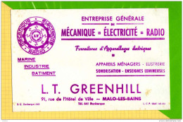 Buvard & Blotting Paper : Mecanique Electricité Radio  GREENHILL Malo Les Bains - Electricité & Gaz