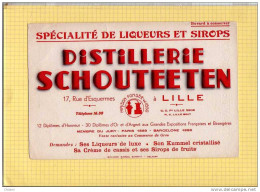 BUVARD  :Distillerie SCHOUTEETEN Lille   Grand Format - Drank & Bier