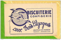 BUVARD . BLOTTER :  Biscuiterie Confiserie AUX TROIS CIGOGNES Neuville En Ferrain - Sucreries & Gâteaux