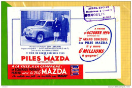 BUVARD & Blotting Paper : Piles MAZDA Concours  1953 Renault 4 CV  Cachet RAISMES - Baterías