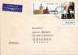 POLOGNE AFFRANCHISSEMENT COMPOSE SUR LETTRE AVION POUR LA FRANCE 1970 - Storia Postale