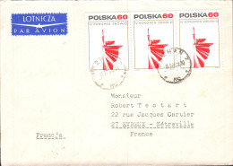 POLOGNE AFFRANCHISSEMENT COMPOSE SUR LETTRE AVION POUR LA FRANCE 1969 - Cartas & Documentos