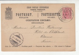 Finland Old UPU Postal Stationery Postcard Postkort Posted 1895 To Switzerland B230801 - Brieven En Documenten