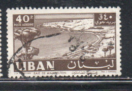 Delcampe - LIBANO LEBANON LIBAN 1961 AIR POST MAIL AIRMAIL BAY OF MAAMELTEIN 40p USED USATO OBLITERE' - Libanon