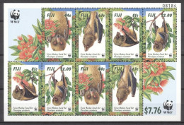 MDW-BK4-043 MDA MINT MNH ¤ TUVALU 2006 2x4w In Serie ¤ BATS - WWF ENDANGERED SPECIES - MAMMALS - Bats