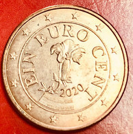 AUSTRIA - 2020 - Moneta - Genziana - Bandiera - "EIN EURO CENT" - Euro - 0.01 - Austria