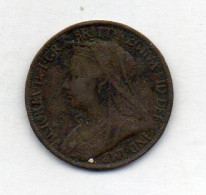GREAT BRITAIN - 1 Farthing, Bronze, Year 1900, KM # 788.2 - B. 1 Farthing