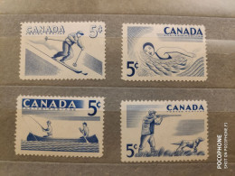 1957 Canada	Sport Skiing Swimming Fishing	1 (F20) - Unused Stamps