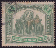 FEDERATED MALAY STATES FMS 1926 $1 Wmk.MSCA Sc#73a - USED BACK THIN Upper Right Corner @TE10 - Federated Malay States