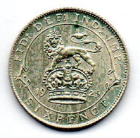 GREAT BRITAIN - 6 Pence, Silver, Year 1925, KM # 815a.2 - H. 6 Pence