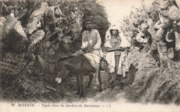 TUNISIE - Bizerte - Types Dans Les Jardins De Zarzoinia - LL - Cactus - Âne - Carte Postale Ancienne - Tunesië