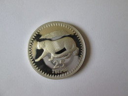 Mongolia 25 Togrog/Tugrik 1987 Proof/UNC Silver/Argent.925 Coin WWF Snow Leopard - Mongolia