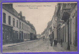 Carte Postale 59. Merville  Rue Thiers   Très Beau Plan - Merville