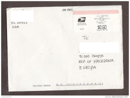 USA, COVER, LABEL / REPUBLIC OF MACEDONIA  (008) - Storia Postale