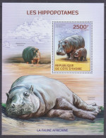 2014 Ivory Coast Cote D'Ivoire 1608/B208 Fauna - Hippopotamus 11,00 € - Rhinoceros