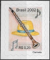 BRAZIL - DEFINITIVES: MUSICAL INSTRUMENTS (CLARINET, SELF-ADHESIVE) 2002 - MNH - Musique