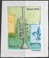 BRAZIL - DEFINITIVES: MUSICAL INSTRUMENTS (TRUMPET, SELF-ADHESIVE) 2002 - MNH - Musique