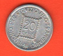 Gettone Filobus Tram Como 20 Centesimi 1944 RSI Gettone Token STECAV - Monedas/ De Necesidad