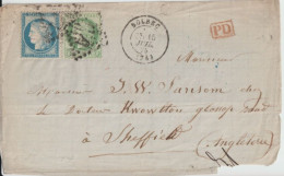 1875 - CERES TARIF 30c  ! - LETTRE De BOLBEC (SEINE INFERIEURE) => SHEFFIELD (ANGLETERRE) - 1871-1875 Ceres