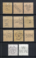 SUISSE Ca. 1910-40: Lot D'obl. Et Perf. Diverses, Toutes Différentes - Perforadas