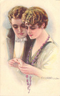 ILLUSTRATEURS SIGNES - Un Couple éffeuille Une Fleur - Bijoux - Signés T Corbella - Carte Postale Ancienne - Corbella, T.