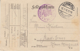 GERMANY 1916  Feldpostkarte  Sent  To Bad Ems - Feldpost (franchise)