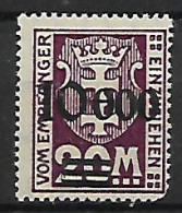 DANZICA OCCUPAZIONE TEDESCA  1923  SEGNATASSE   STEMMA DI DANZICA UNIF. 21 MNH  XF - Postage Due