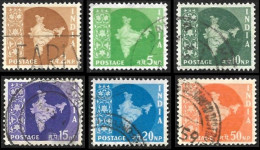 INDE 1958 - 6 Valeurs  Filigrane A  Entre YT 96 Et 103  - Oblitérés - Used Stamps