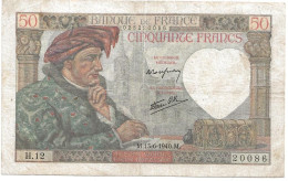 Billet 50 Francs Jacques Coeur 1940 M - 50 F 1940-1942 ''Jacques Coeur''